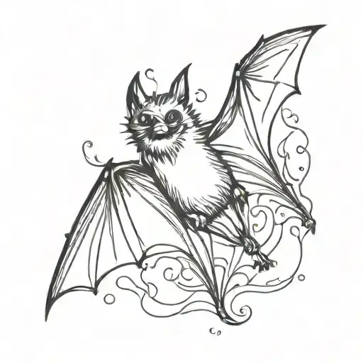 simple bat hanging upside tattoo design idea