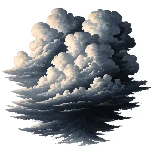 softly shaded black and grey  clouds tattoo design idea