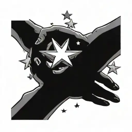 3 imperfect stars holding hands with faces tattoo design idea