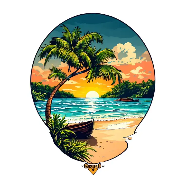 Guanacaste, Costa Rica Sunset Beach tattoo design idea