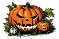 black and white Pumpkin / Jack-o'-Lantern SVG tattoo design idea