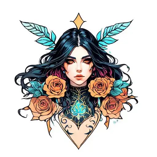 melinoe from hades game tattoo design idea