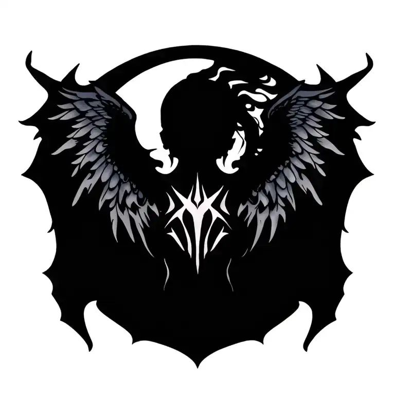 cyber sigilism tribal wings tattoo design idea