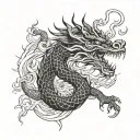 Japanese Dragon breathing fire tattoo design idea
