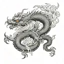 Japanese Dragon breathing fire tattoo design idea