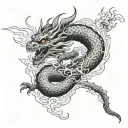 Japanese Dragon breathing fire tattoo design idea