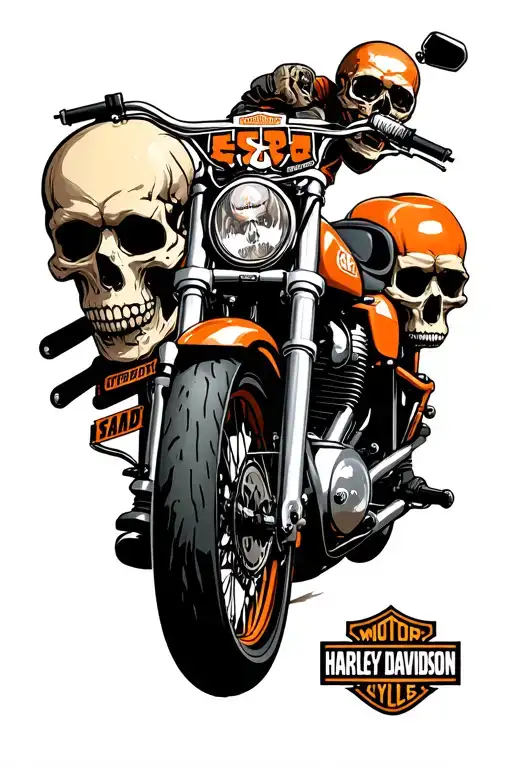 harley davidson intertwined with motocross elements , add some skulls and rebellious flair  tattoo design idea