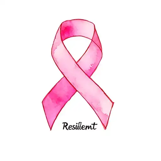 breast cancer symbol intertwined with the word resilient tattoo design idea