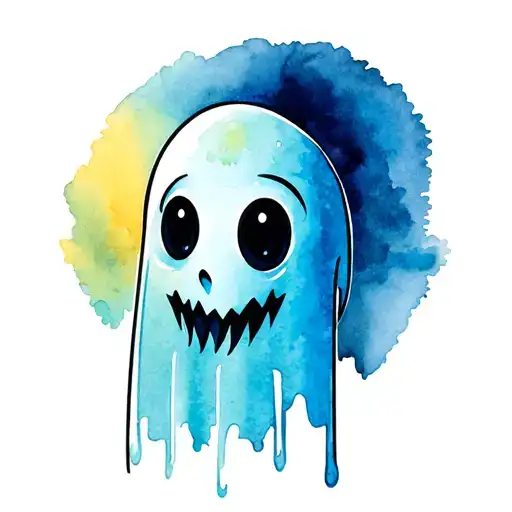 "this time I'll be part of" cartoon ghost tattoo design idea