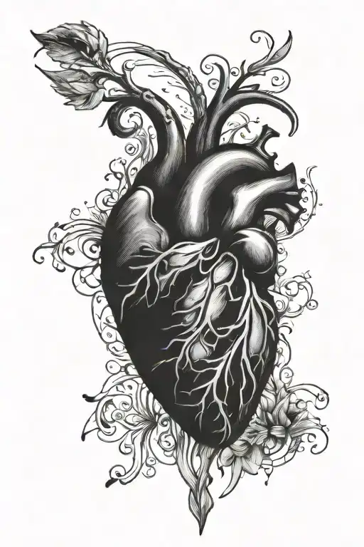 realistic heart tattoo design idea