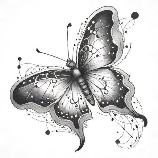 Butterfly with cancer constellation intertwined tattoo design idea