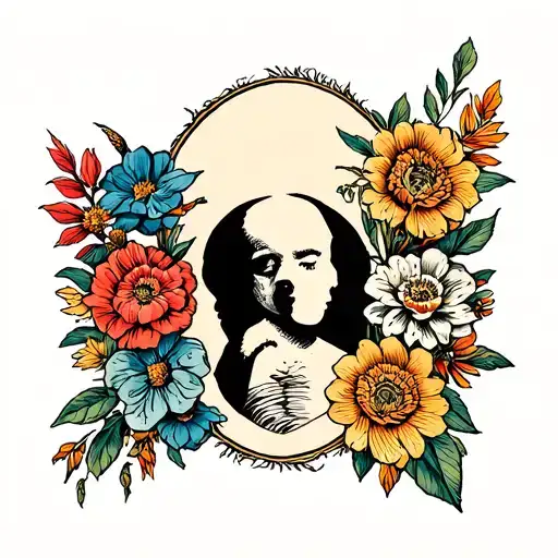 generates a tattoo that tells my life: lost twin, died dad 16 years old, abortion at 5 months pregnant at the age of 24 tattoo design idea