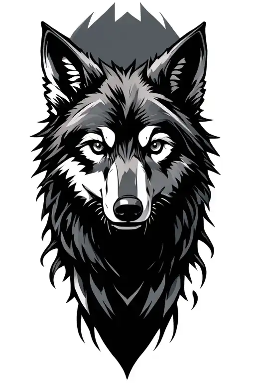 mechanical wolf face tattoo design idea