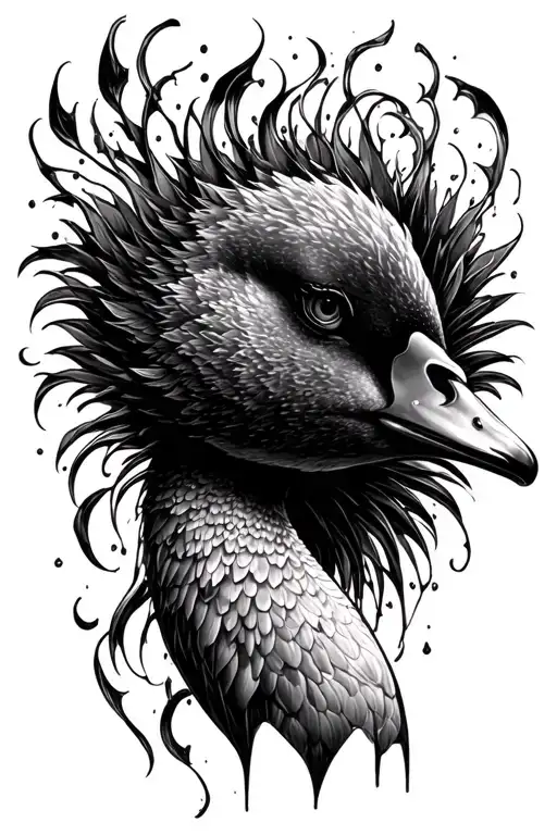 dark inspired Black Swan Face tattoo design idea