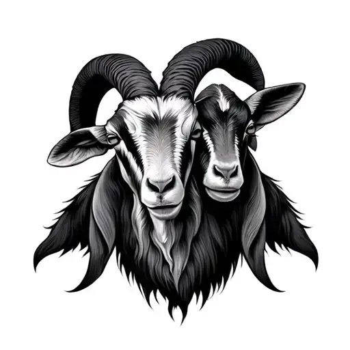 3 headed goat tattoo design idea