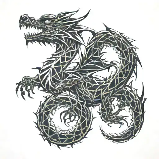 dragon. 3d shadow. abstract design combining tattoo design idea