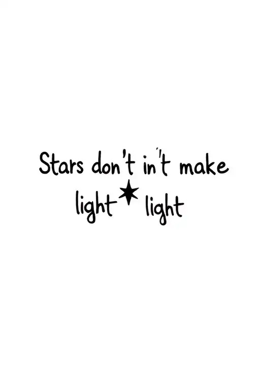 "Stars don’t make light" small star at the end of 'light' tattoo design idea