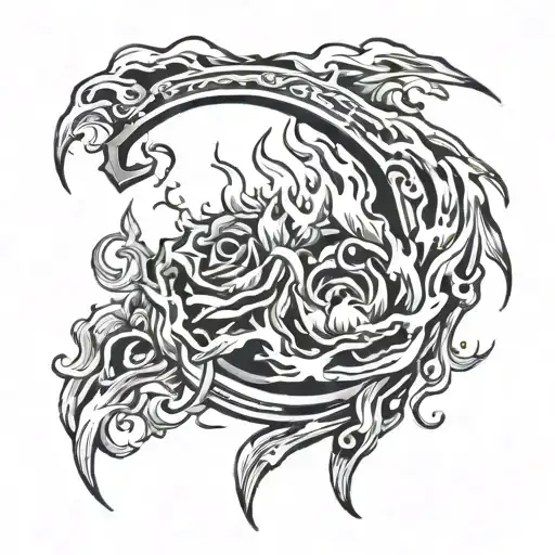 1994 year with flames tattoo design idea