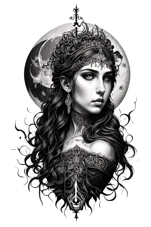 moon Hecate tattoo design idea