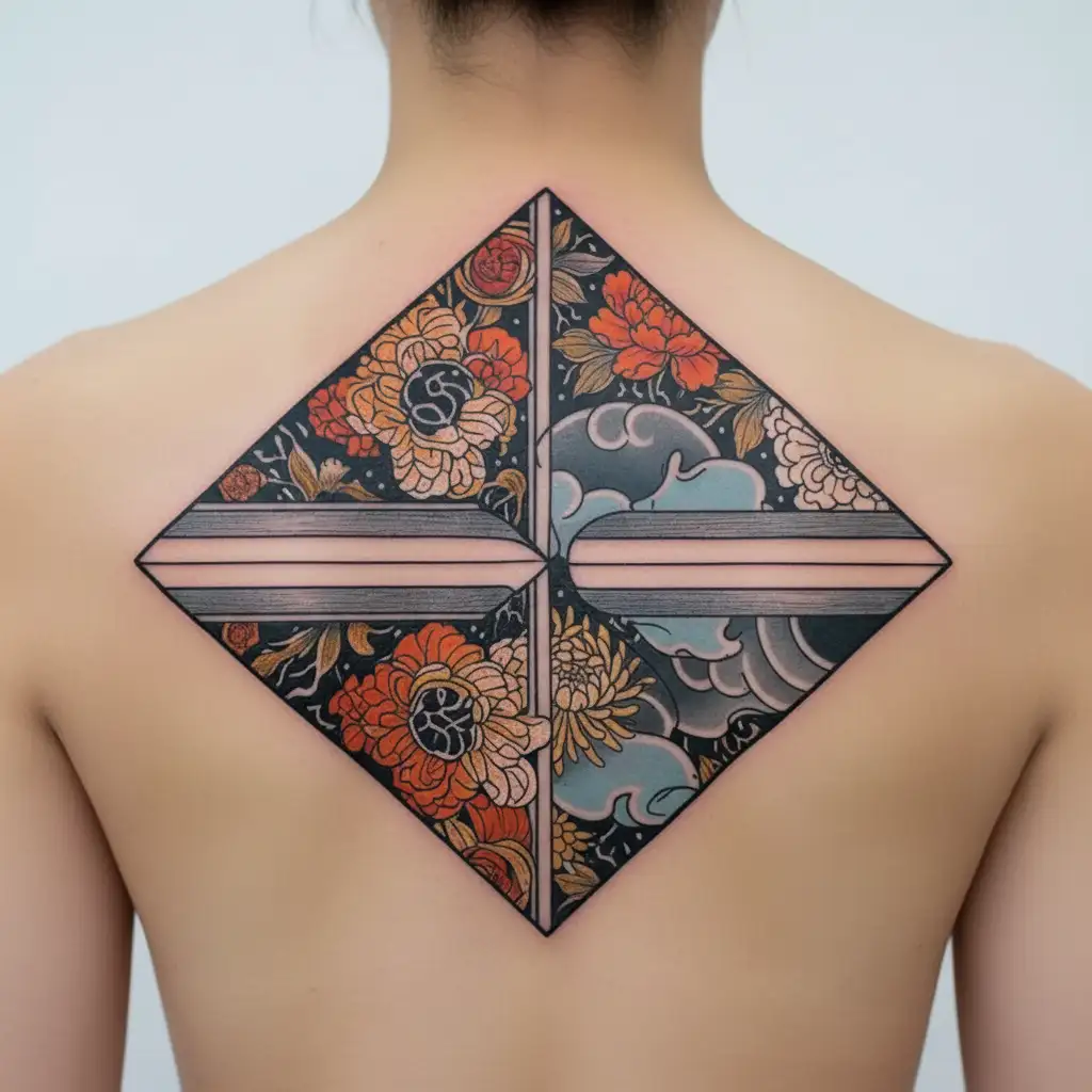 Gemini and Aquarius patern geometrical tattoo design idea