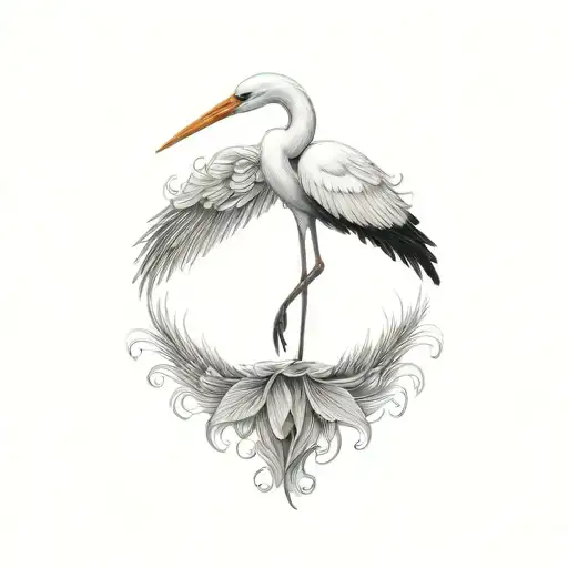 Coverup egret tattoo design idea
