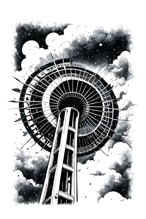 The space needle inverted tattoo design idea