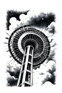 The space needle inverted tattoo design idea