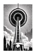 The space needle inverted tattoo design idea