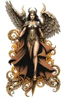 Valkyrie wings intertwined tattoo design idea
