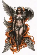Valkyrie wings intertwined tattoo design idea