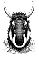 create a front-facing mammoth head. Make the mammoth look angry tattoo design idea