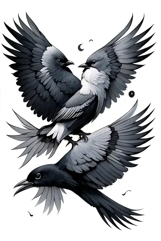 birds to represent strength in twin flame friendship between bestfriends tattoo design idea