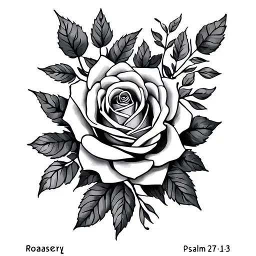  psalm 27: 1-3 with a roasery and roses tattoo design idea