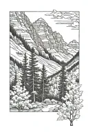 Maroon Bells with 4 aspen trees tattoo design idea