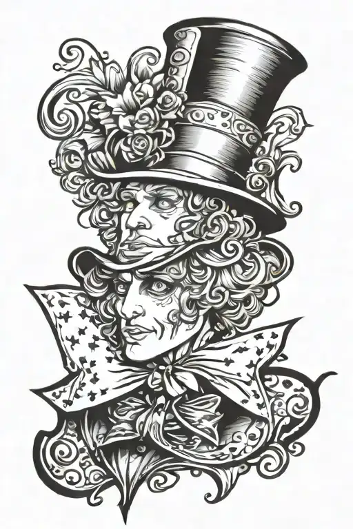 mad hatter tattoo design idea