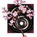cherry blossom tree with spiral background  tattoo design idea