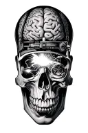 Welder doing brain surgery welder inside a skull . realistic looking tattoo design idea