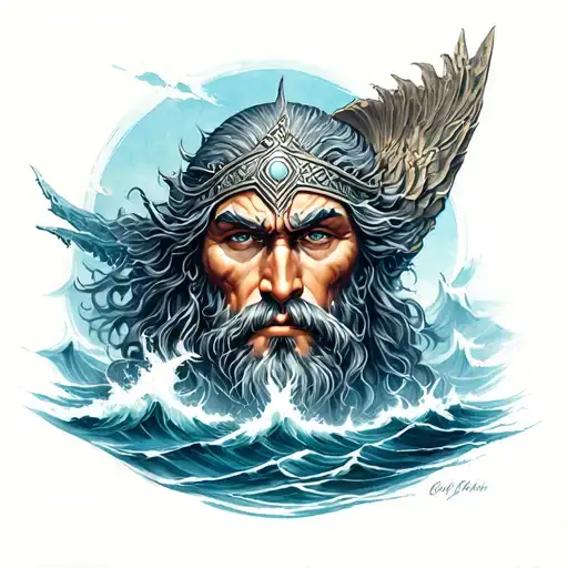 God Of The Sea norse mythology tattoo design idea