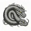 Ouroboros snake, biting tail tattoo design idea