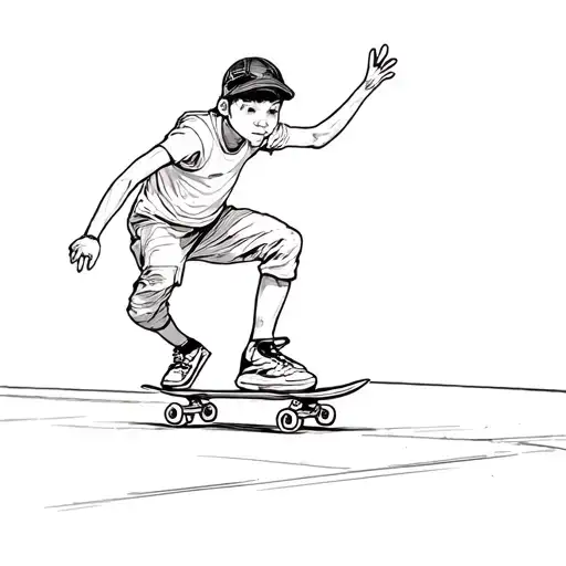 stick figure kick flip on a skateboard tattoo design idea