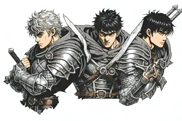 berserk guts and griffith sheathing their swords tattoo design idea