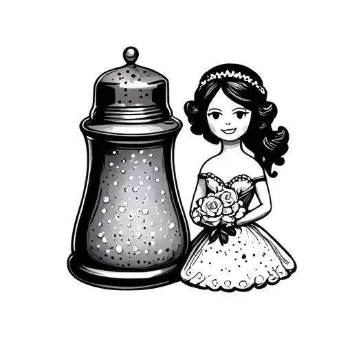 salt and pepper shaker as husband and wife tattoo design idea