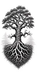 Tree of the tree of life yggdrasil roots vining down to wrist  tattoo design idea