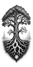 Tree of the tree of life yggdrasil roots vining down to wrist  tattoo design idea