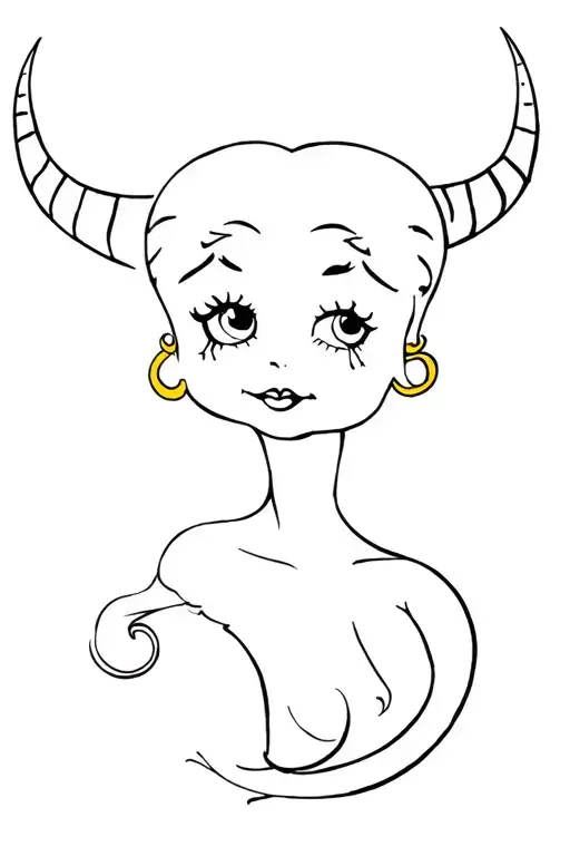 betty boop devil horns and tail tattoo design idea