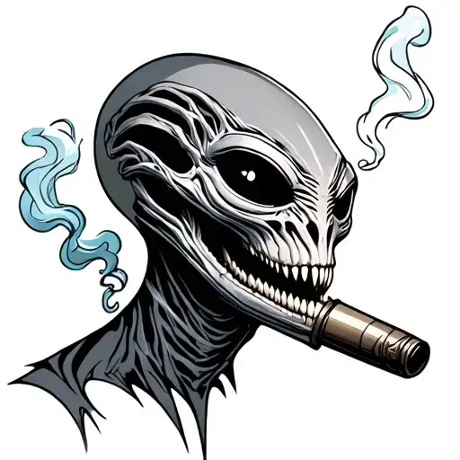 guerrero alien smoking tattoo design idea