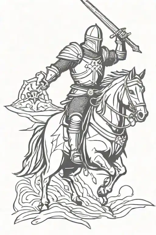 Crusader knight battling tattoo design idea