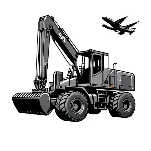 reachstacker and QC crane flying tattoo design idea