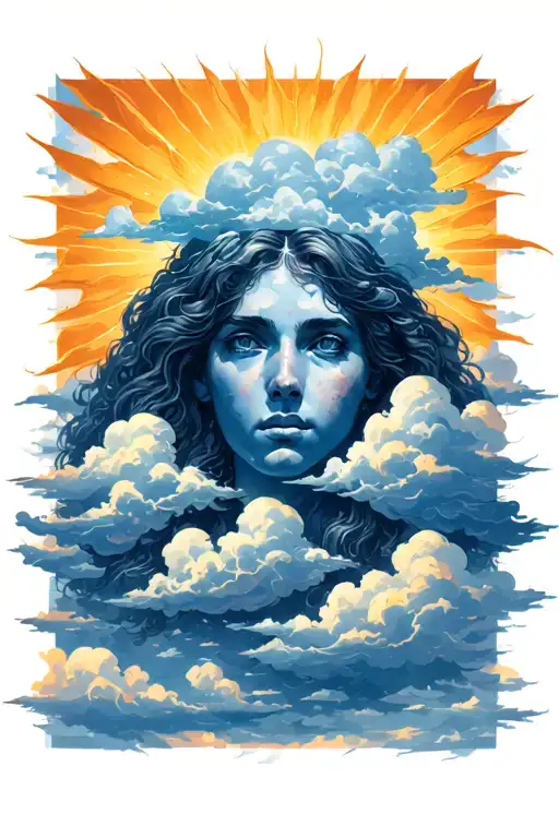 clouds sun rays tattoo design idea