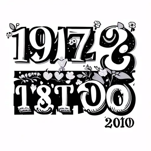 incorporate these three years. 1972, 1983, 2010. simple just words and numbers cute and girly tattoo design idea